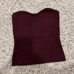 Elegant Burgundy Strapless Sweater